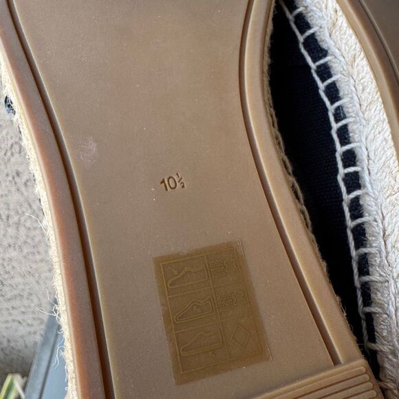 Tory Burch Canvas Black Ivory Color Block Flat Espadrille Size 10.5 Cap Toe - Picture 9 of 14